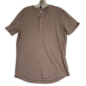 MYLES Mens Small S Henley T-Shirt Heathered Mauve Casual Short‎ Sleeve